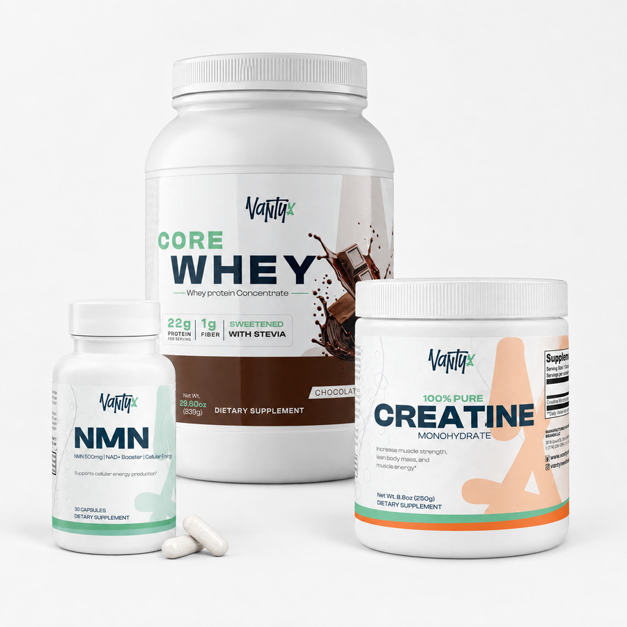 Performance & Longevity Kit — Chocolate: Core Whey Chocolate, Creatine Monohydrate and NMN