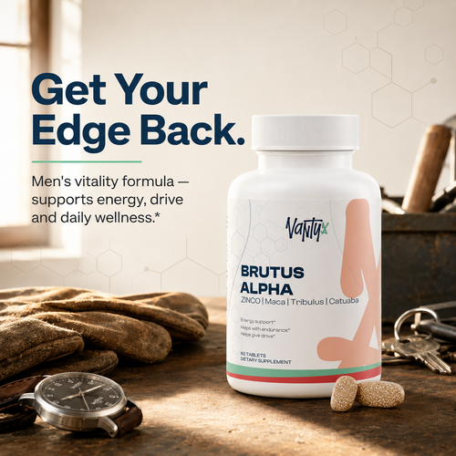 Brutus Alpha Vantyx — Men's Vitality Tablets with Tongkat Ali, Maca, Tribulus & Zinc · 60 Tablets
