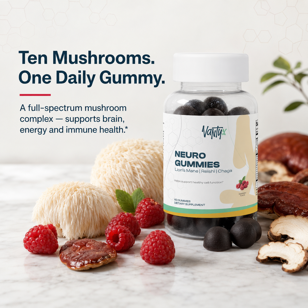 Neuro Gummies — Mushroom Extract Complex with Lion's Mane, Reishi, Cordyceps & Chaga · 60 Raspberry Gummies