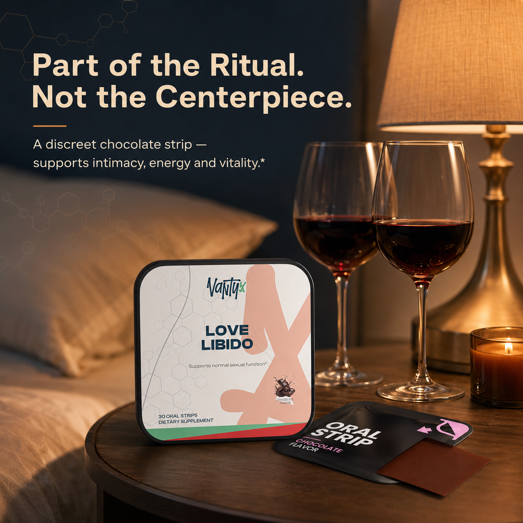 Love Libido Strips Vantyx — Oral Strips with Cordyceps, Shilajit & Oyster Peptide · 30 Chocolate Strips