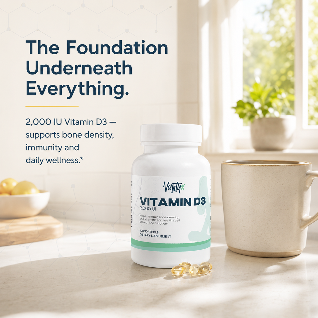 Vitamin D3 2,000 IU Vantyx — Bone, Immune & Daily Wellness · 100 Softgels (100-day supply)