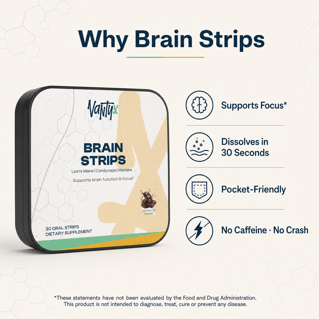 Brain Strips Vantyx — Mushroom Focus Oral Strips with Lion's Mane & Cordyceps · 30 Chocolate Strips