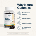 Neuro Gummies — Mushroom Extract Complex with Lion's Mane, Reishi, Cordyceps & Chaga · 60 Raspberry Gummies