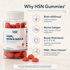Hair, Skin & Nails Gummies  Vantyx — Biotin 6000mcg + Collagen + Multivitamin · 60 Passion Fruit Gummies