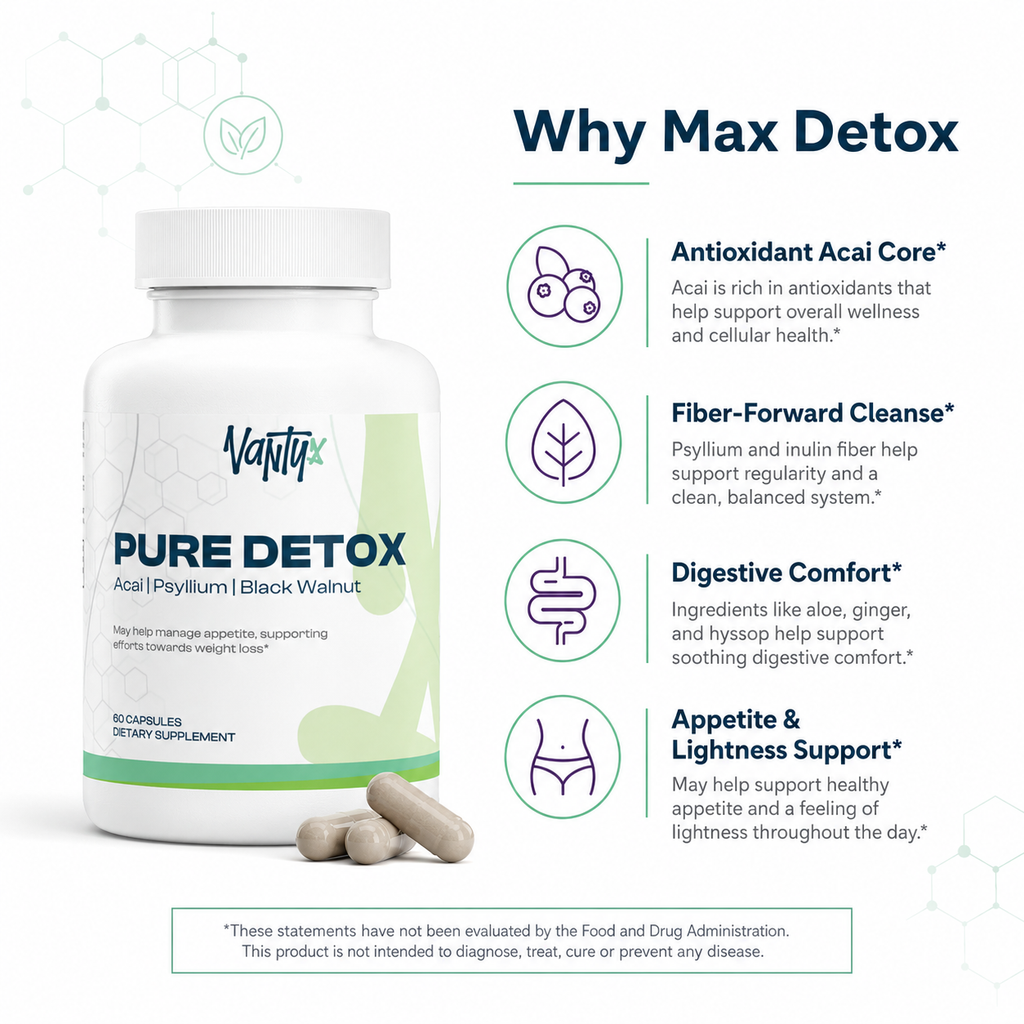 Vantyx Acai Berry Complex — Psyllium, Chlorella, Aloe Ferox & Black Walnut · 60 Capsules