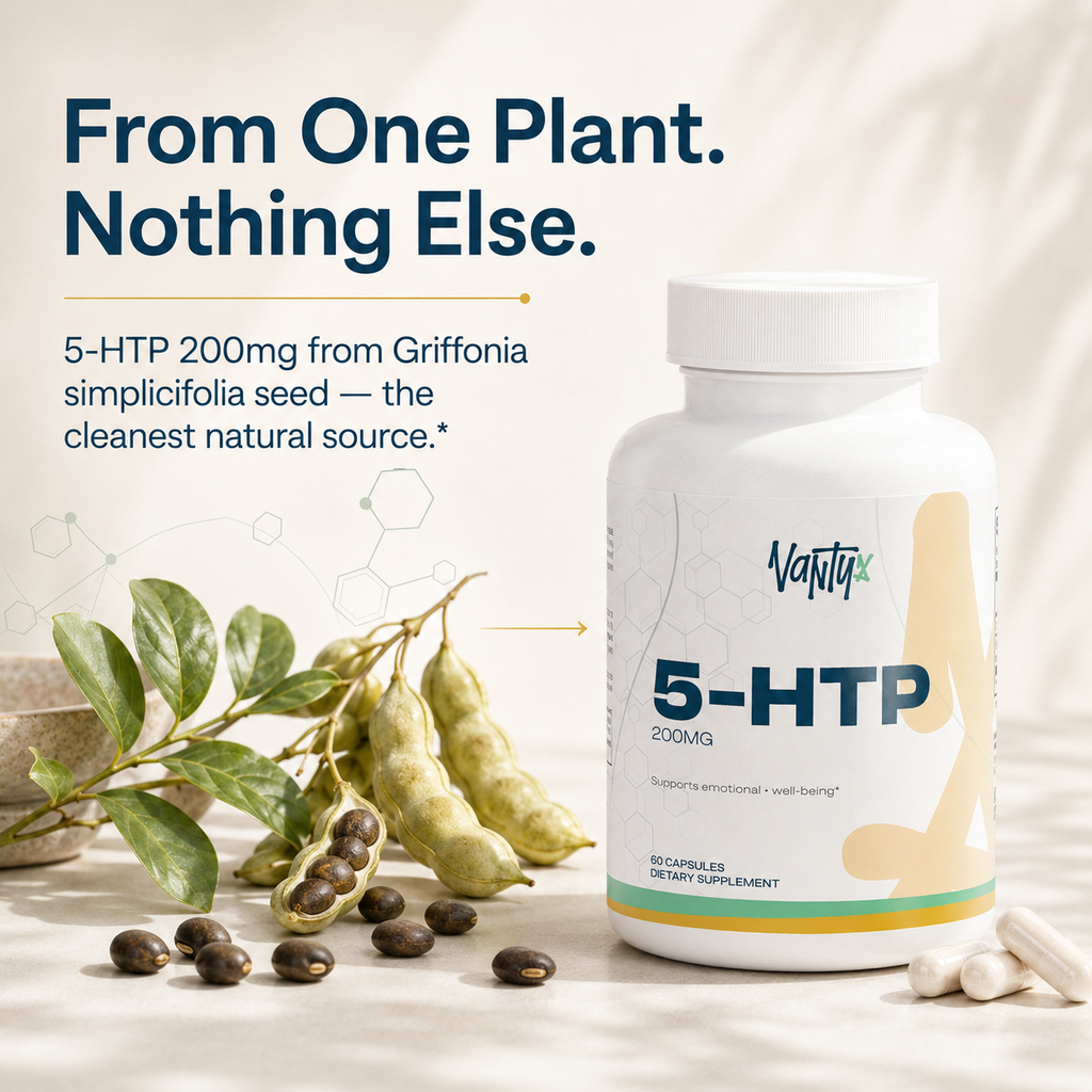 5-HTP 200mg Vantyx — Apoyo para el Ánimo y el Sueño de Griffonia simplicifolia · 60 Cápsulas Vegetarianas