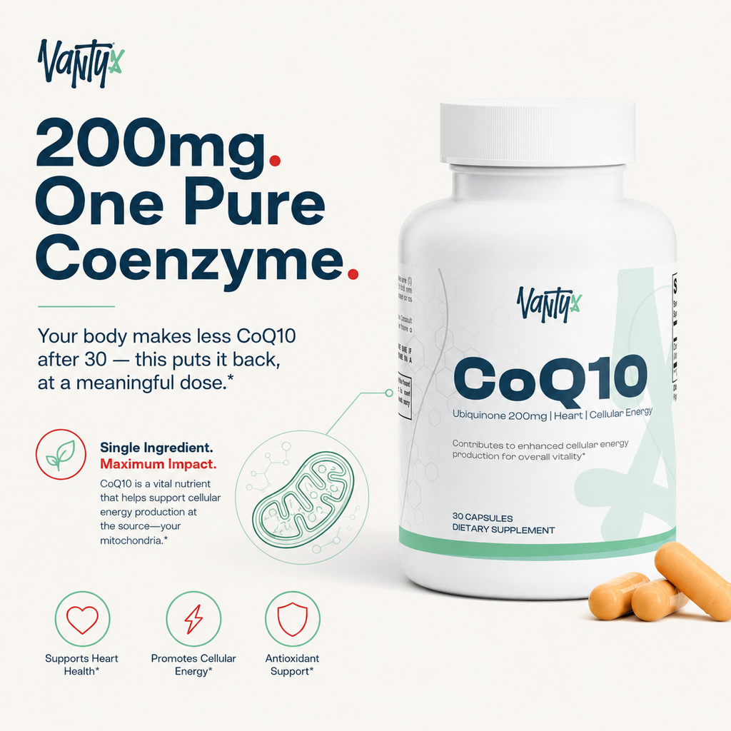 CoQ10 200mg Ubiquinone — High-Potency Once-Daily Capsules · 30 Count
