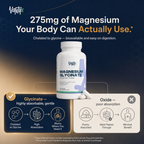 Magnesium Glycinate 275mg — Fully Chelated, High-Absorption Formula · 90 Capsules