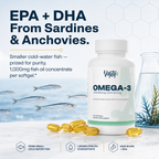 Omega-3 Fish Oil 1,000mg — EPA 180mg + DHA 120mg · Heart, Brain & Immune · 100 Softgels