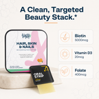 Hair, Skin & Nails Strips Vantyx — Biotin 5000mcg + Vitamin D3 + Folate · 30 Orange Oral Strips