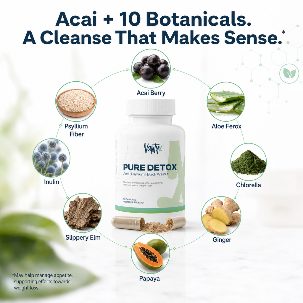 Vantyx Acai Berry Complex — Psyllium, Chlorella, Aloe Ferox & Black Walnut · 60 Capsules