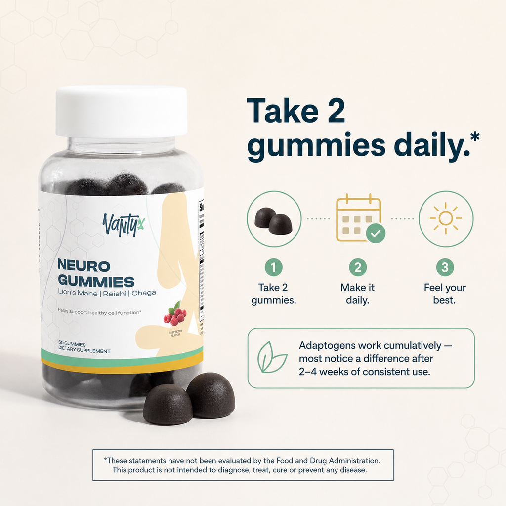 Neuro Gummies — Mushroom Extract Complex with Lion's Mane, Reishi, Cordyceps & Chaga · 60 Raspberry Gummies
