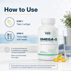 Omega-3 Fish Oil 1,000mg — EPA 180mg + DHA 120mg · Heart, Brain & Immune · 100 Softgels