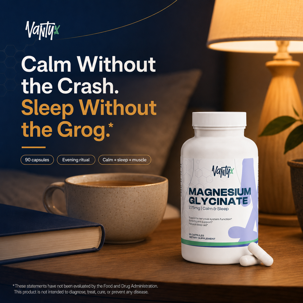 Magnesium Glycinate 275mg — Fully Chelated, High-Absorption Formula · 90 Capsules