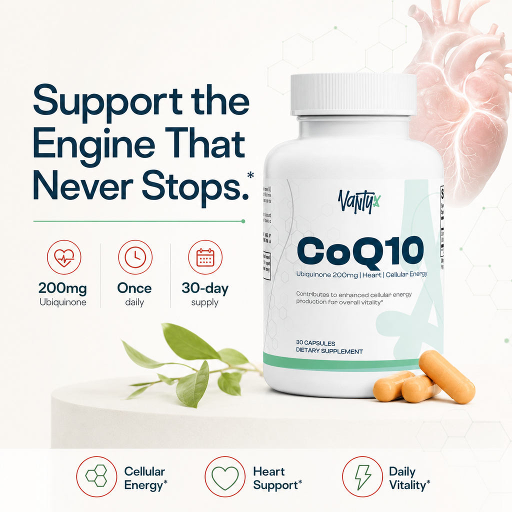 CoQ10 200mg Ubiquinone — High-Potency Once-Daily Capsules · 30 Count