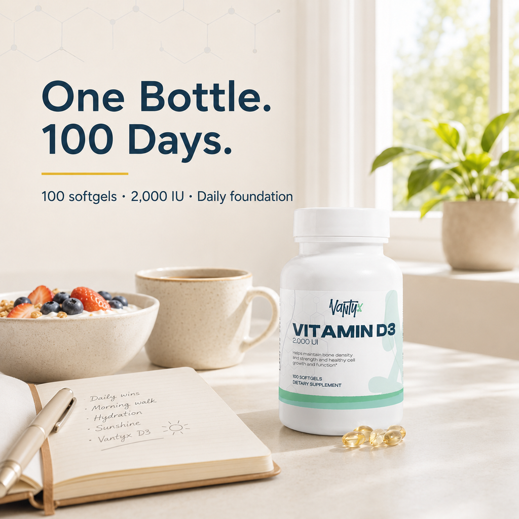 Vitamin D3 2,000 IU Vantyx — Bone, Immune & Daily Wellness · 100 Softgels (100-day supply)