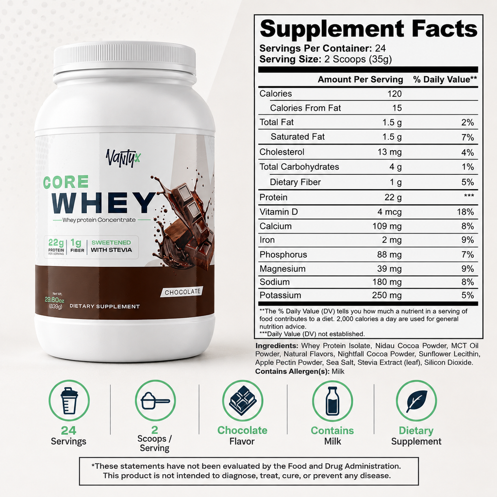 Core Whey Protein Concentrate — Chocolate, 839g