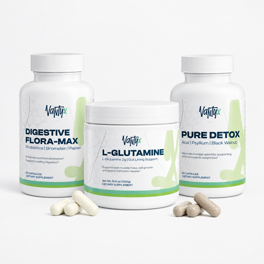 Digestion & Balance Kit: Digestive Flora-MAX, L-Glutamine and Pure Detox