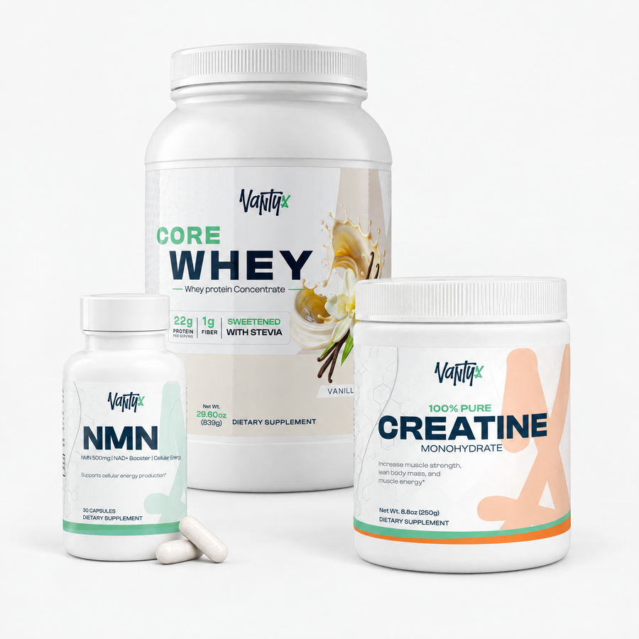 Performance & Longevity Kit — Vanilla: Core Whey Vanilla, Creatine Monohydrate and NMN