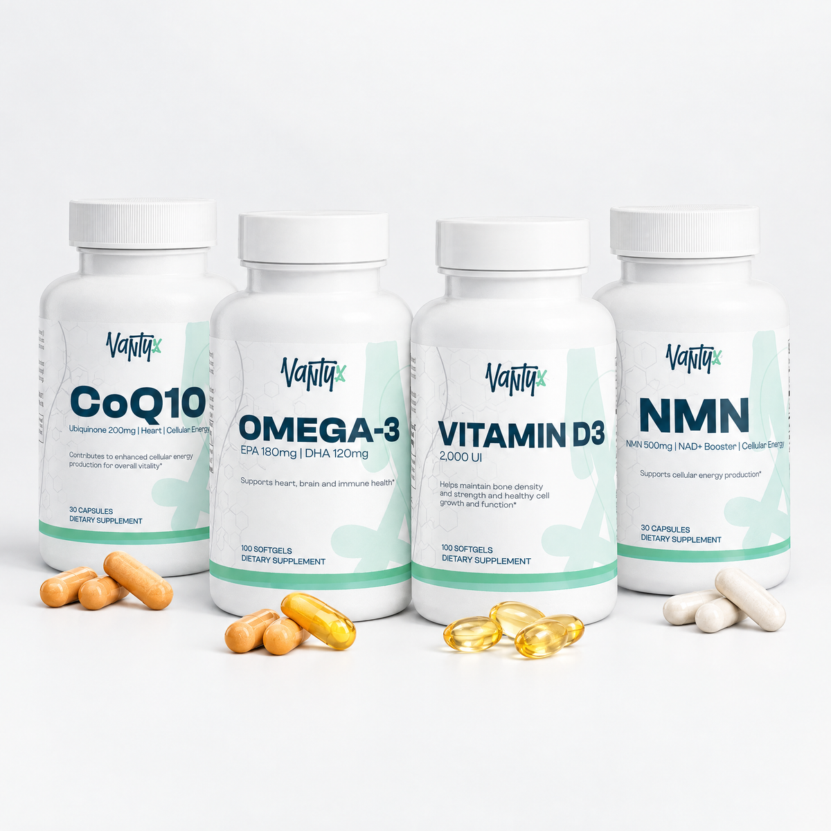 Vitality 40+ Kit: CoQ10, Omega-3, Vitamin D3 and NMN