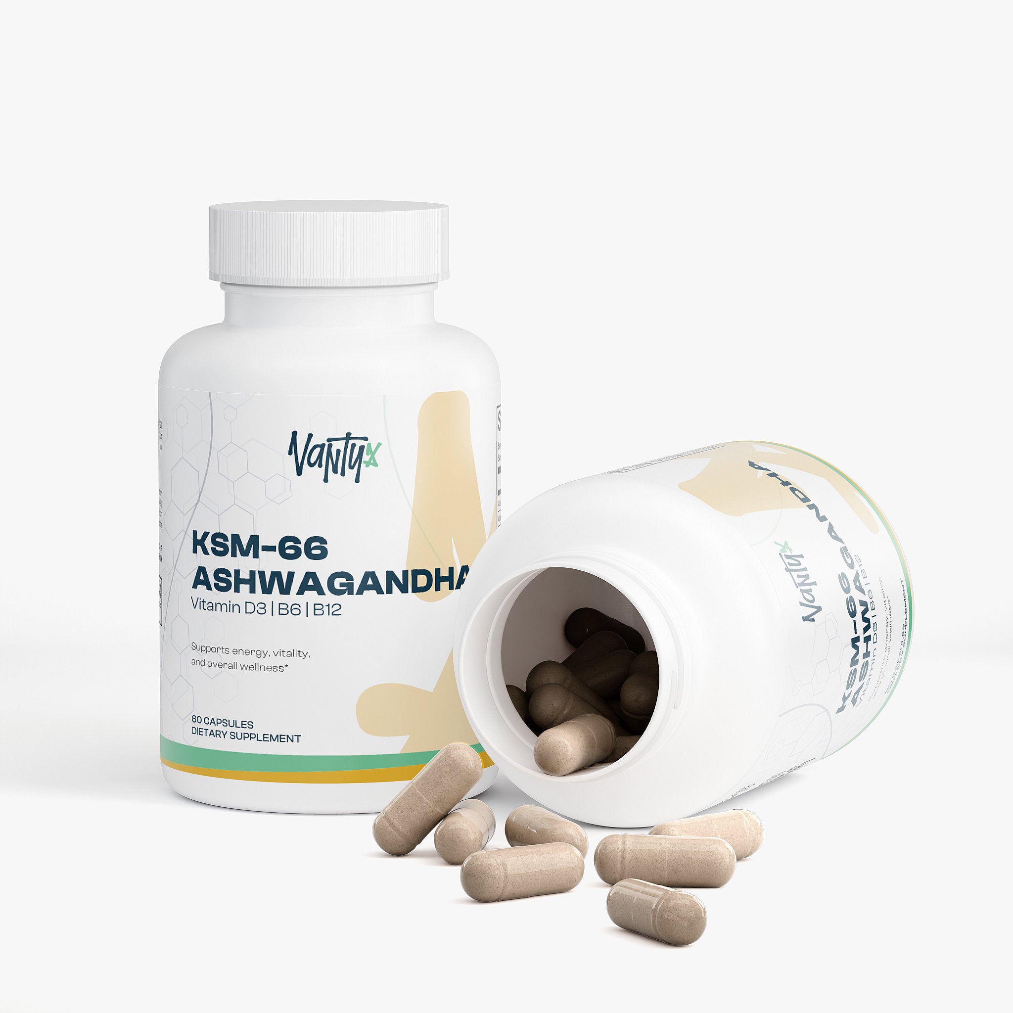 Ashwagandha KSM-66 Vantyx — Apoyo para el Estrés, la Energía y la Vitalidad · 60 Cápsulas Vegetarianas