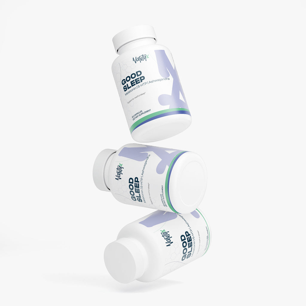 Good Sleep Support Vantyx — Melatonina + Magnesio + Valeriana + Ashwagandha + Mezcla de 5-HTP · 60 Cápsulas**