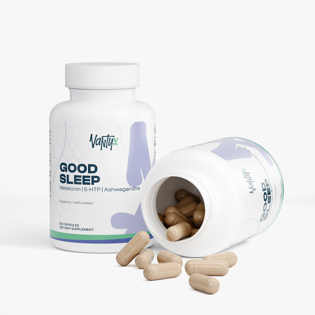 Good Sleep Support Vantyx — Melatonina + Magnesio + Valeriana + Ashwagandha + Mezcla de 5-HTP · 60 Cápsulas**