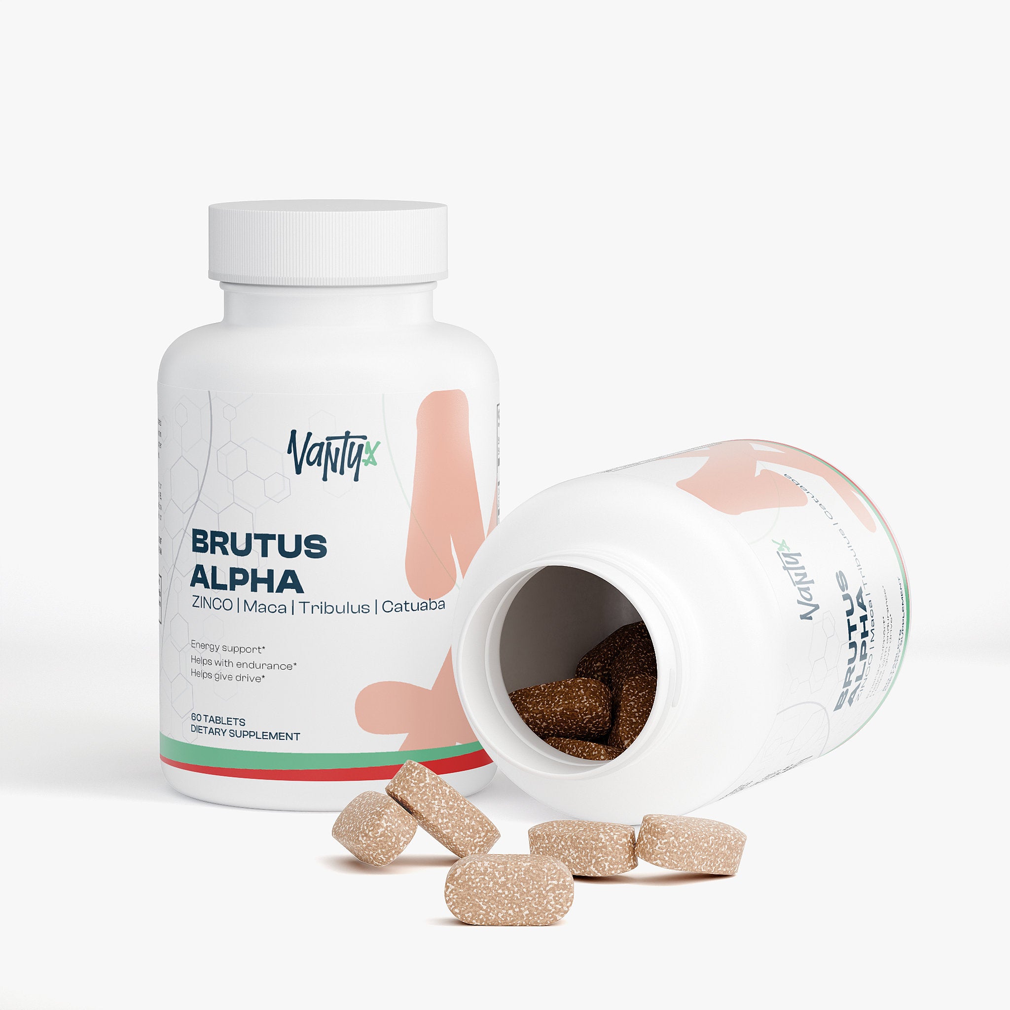 Brutus Alpha Vantyx — Comprimidos para la vitalidad masculina con Tongkat Ali, Maca, Tribulus y Zinc · 60 comprimidos