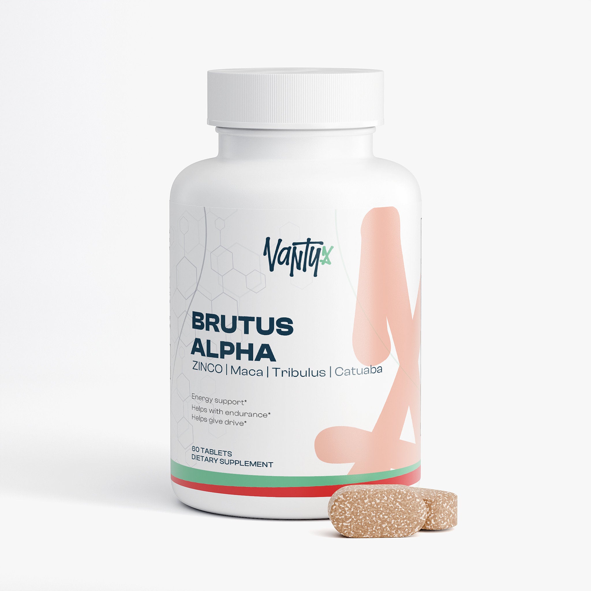 Brutus Alpha Vantyx — Comprimidos para la vitalidad masculina con Tongkat Ali, Maca, Tribulus y Zinc · 60 comprimidos