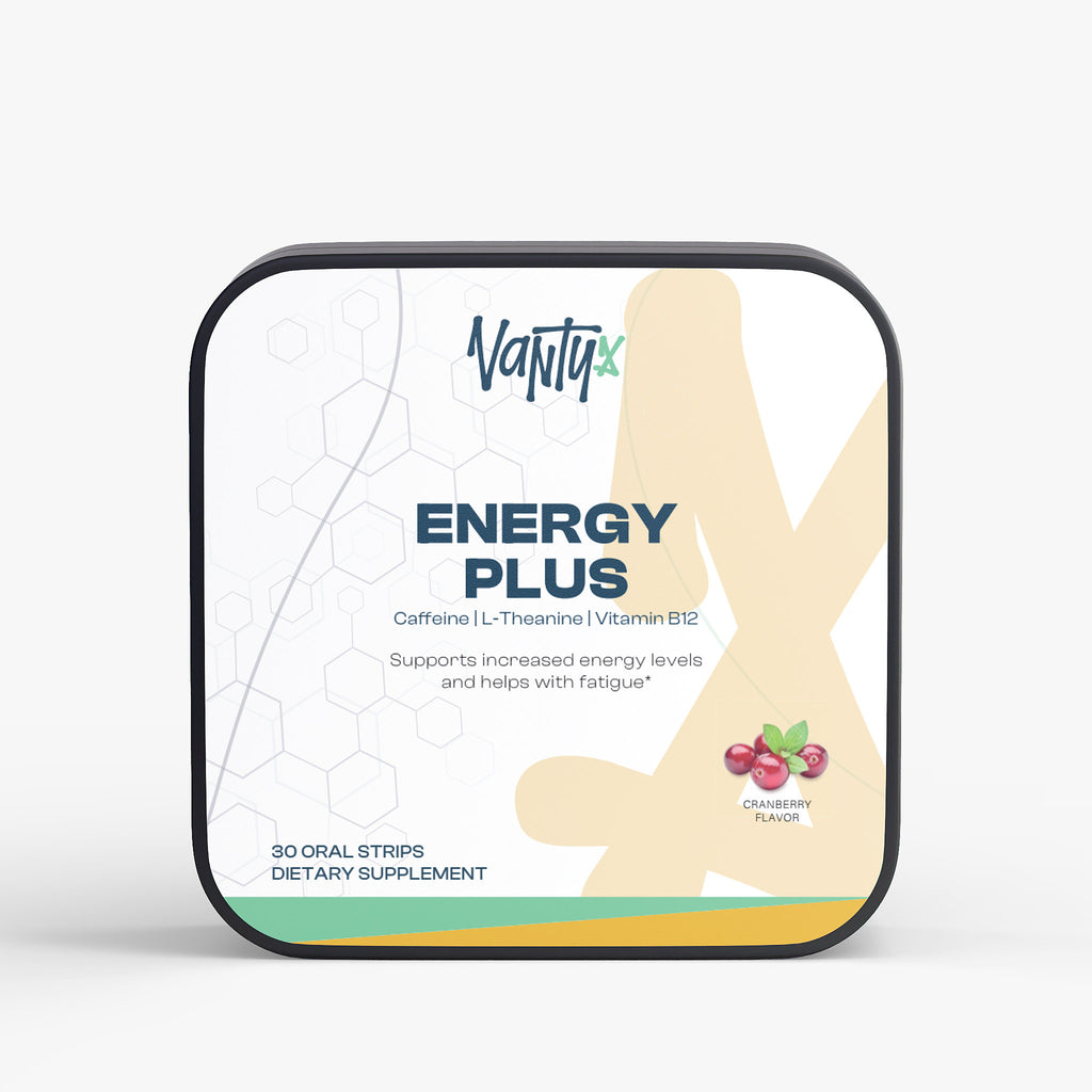 Energy Plus Strips Vantyx — Caffeine + L-Theanine + B12 Oral Strips · 30 Cranberry Strips