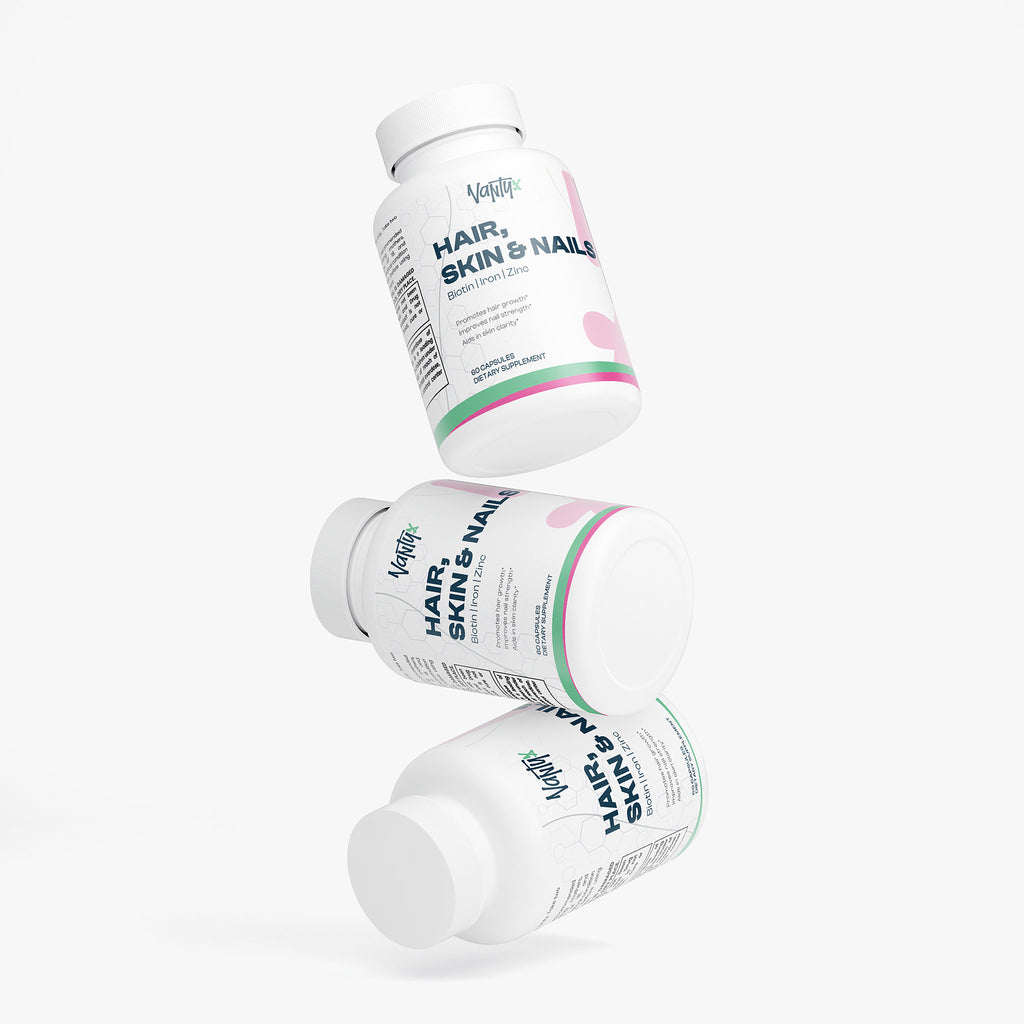 Hair, Skin & Nails Essentials Vantyx — Multivitamínico + Hierro + Biotina 5000mcg + Mezcla Botánica · 60 Cápsulas