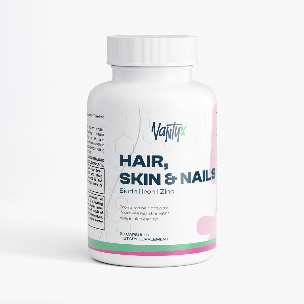 Hair, Skin & Nails Essentials Vantyx — Multivitamínico + Hierro + Biotina 5000mcg + Mezcla Botánica · 60 Cápsulas