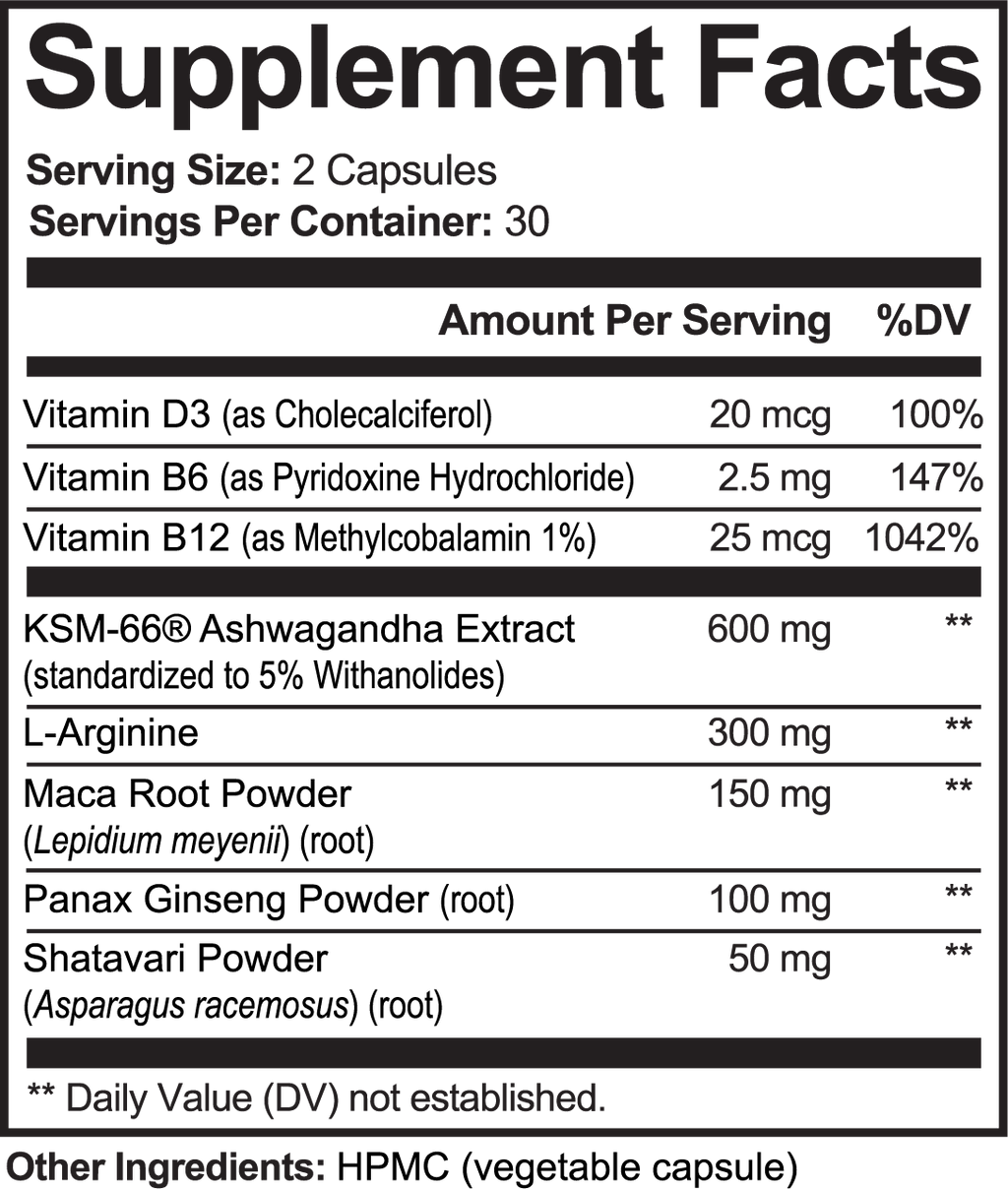 Ashwagandha KSM-66 Vantyx — Stress, Energy & Vitality Support · 60 Vegetarian Capsules