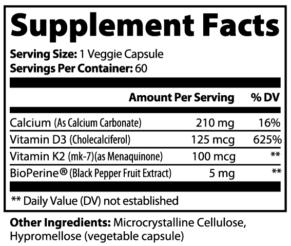 Osteoheart Vantyx — Apoyo Óseo y Cardíaco con Vitamina K2 (MK-7) + D3 + Calcio + BioPerine · 60 Cápsulas