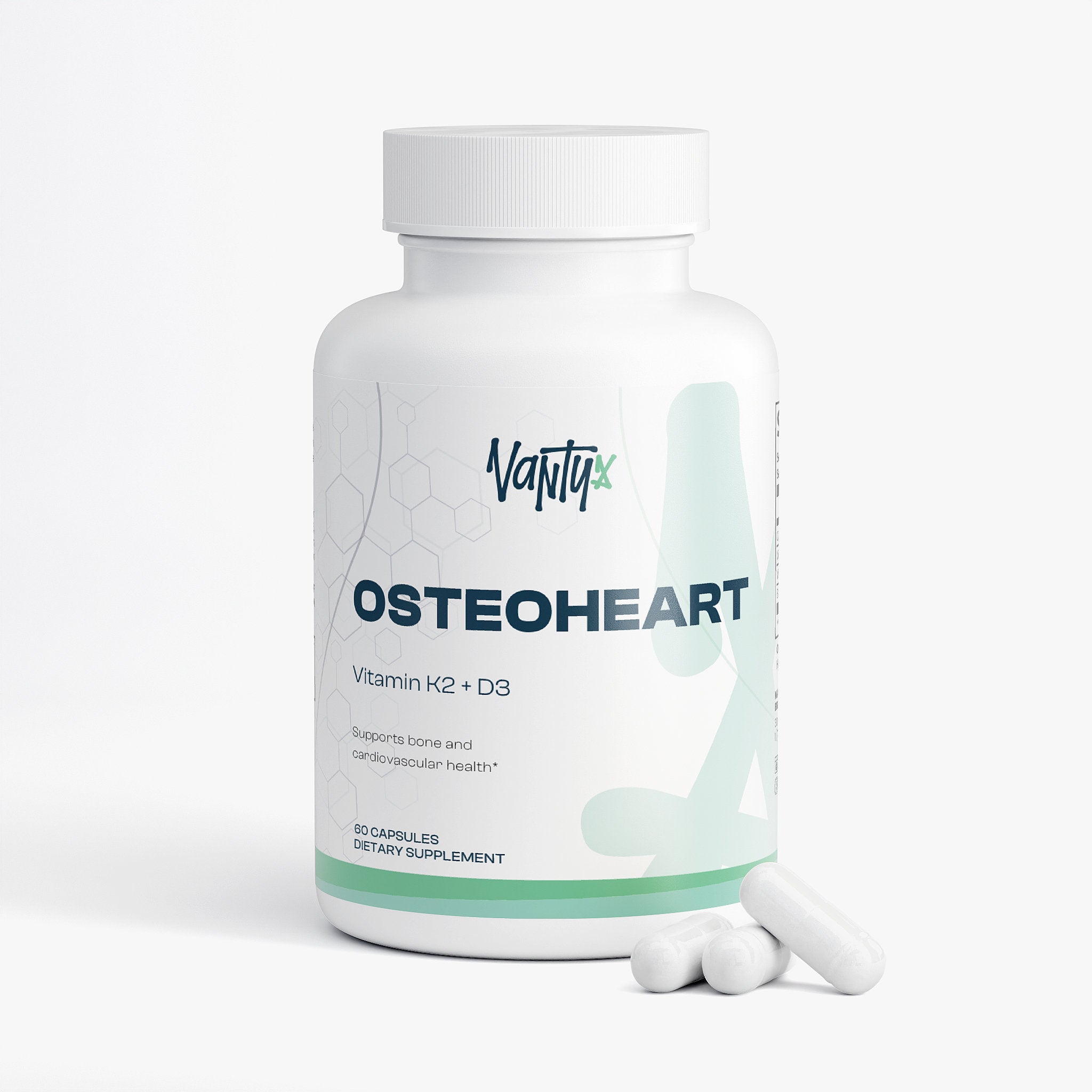 Osteoheart Vantyx — Apoyo Óseo y Cardíaco con Vitamina K2 (MK-7) + D3 + Calcio + BioPerine · 60 Cápsulas