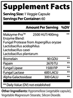 Mezcla profesional de enzimas digestivas — Makzyme-Pro + Lactobacillus + Bromelina + Papaína · 60 Cápsulas
