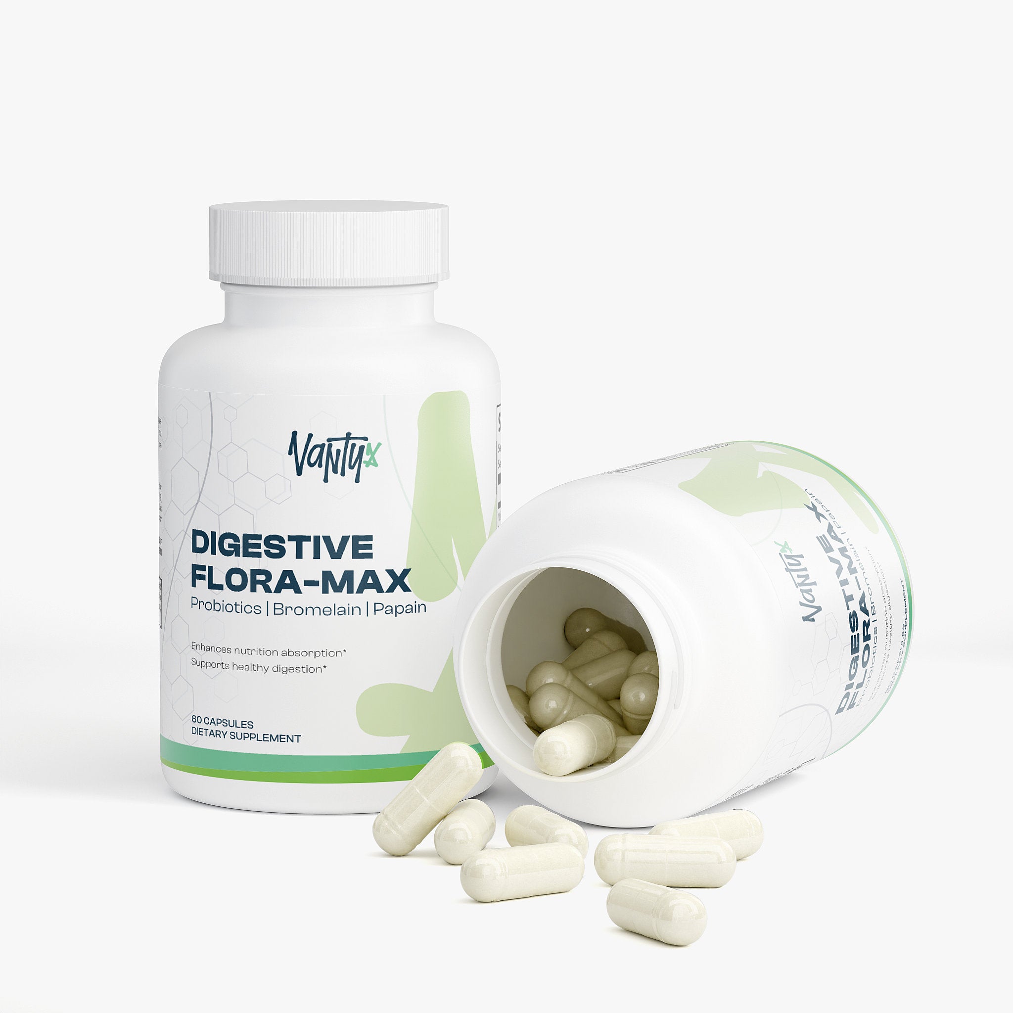 Mezcla profesional de enzimas digestivas — Makzyme-Pro + Lactobacillus + Bromelina + Papaína · 60 Cápsulas