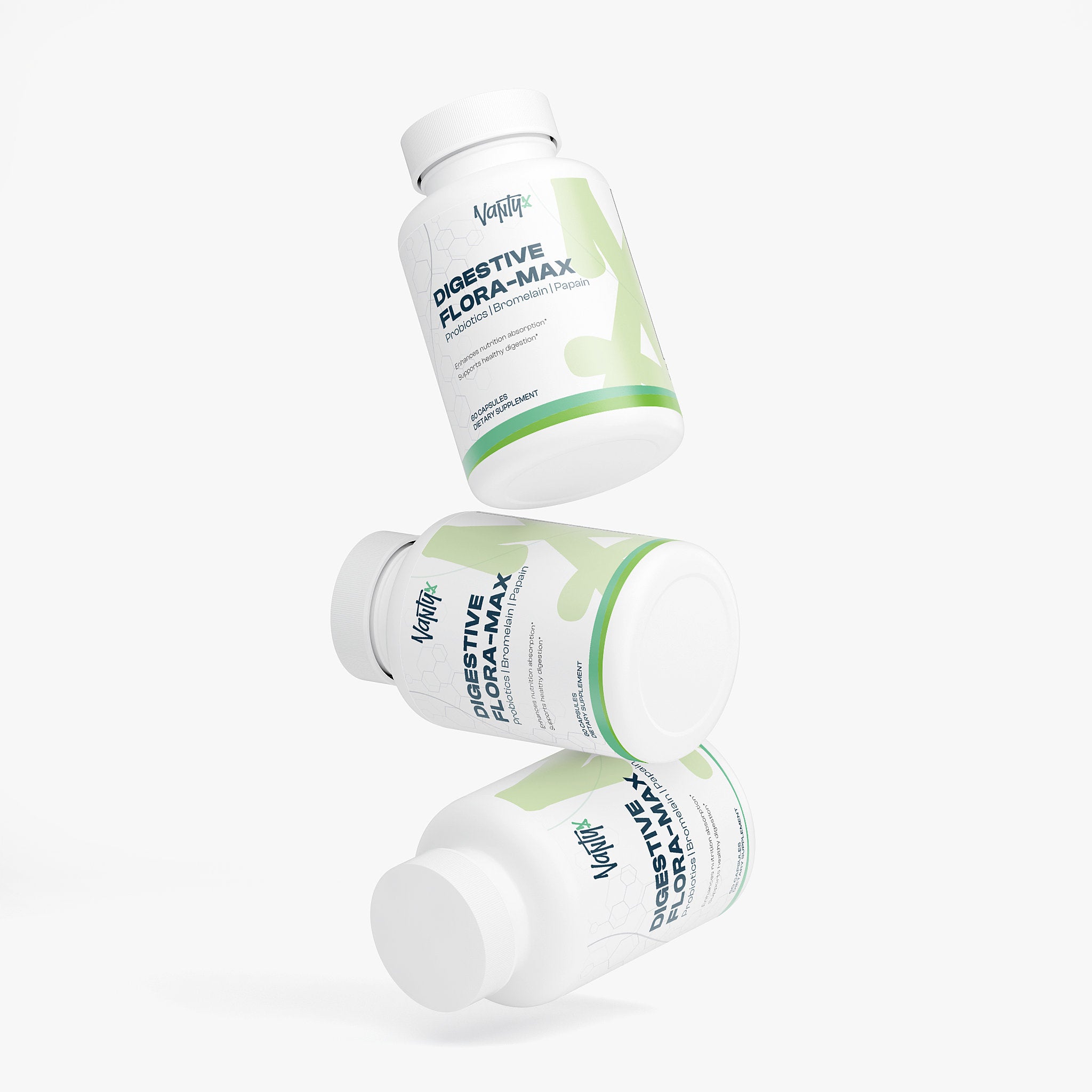 Mezcla profesional de enzimas digestivas — Makzyme-Pro + Lactobacillus + Bromelina + Papaína · 60 Cápsulas