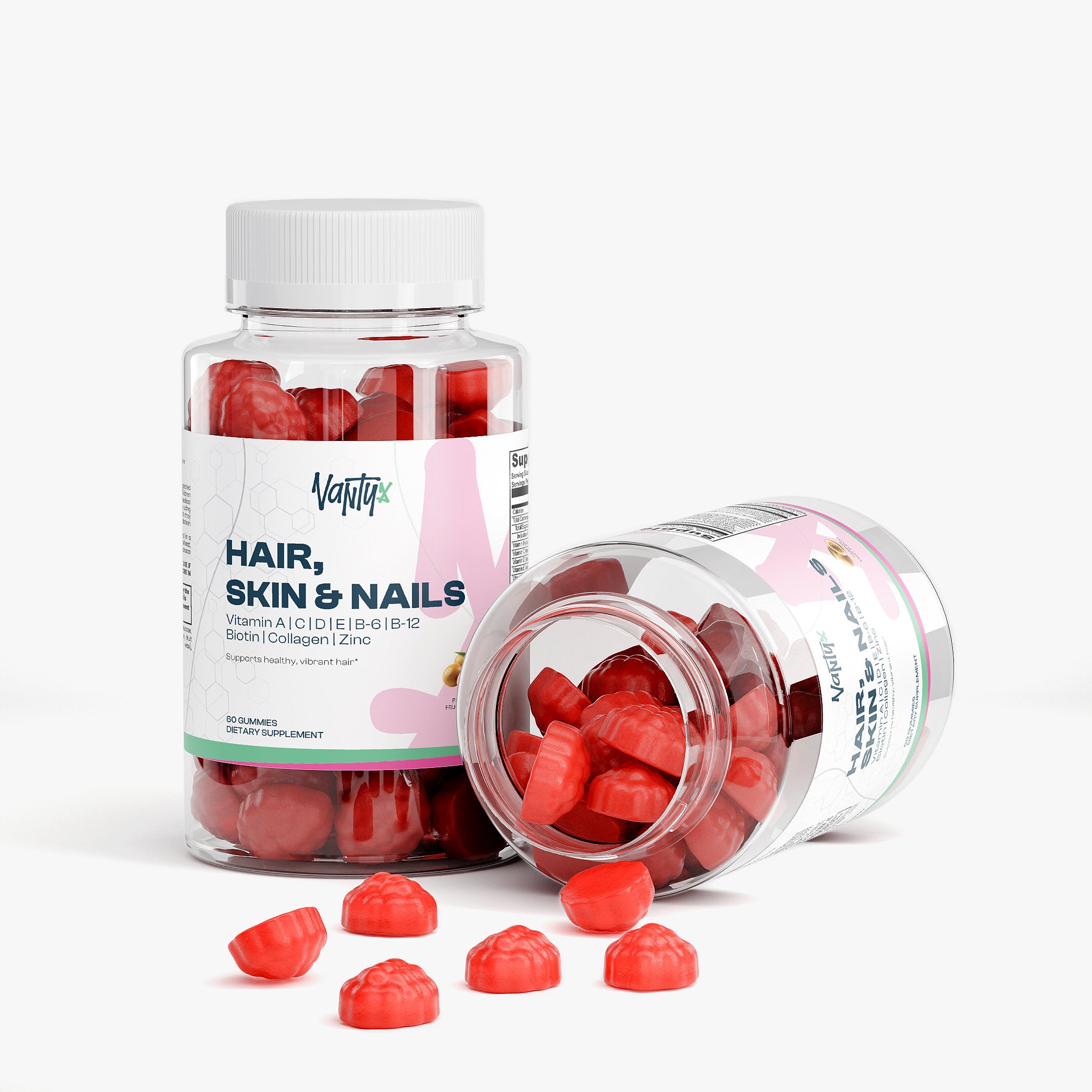 Gomitas para el cabello, la piel y las uñas Vantyx — Biotina 6000mcg + Colágeno + Multivitamínico · 60 Gomitas Sabor Maracuyá
