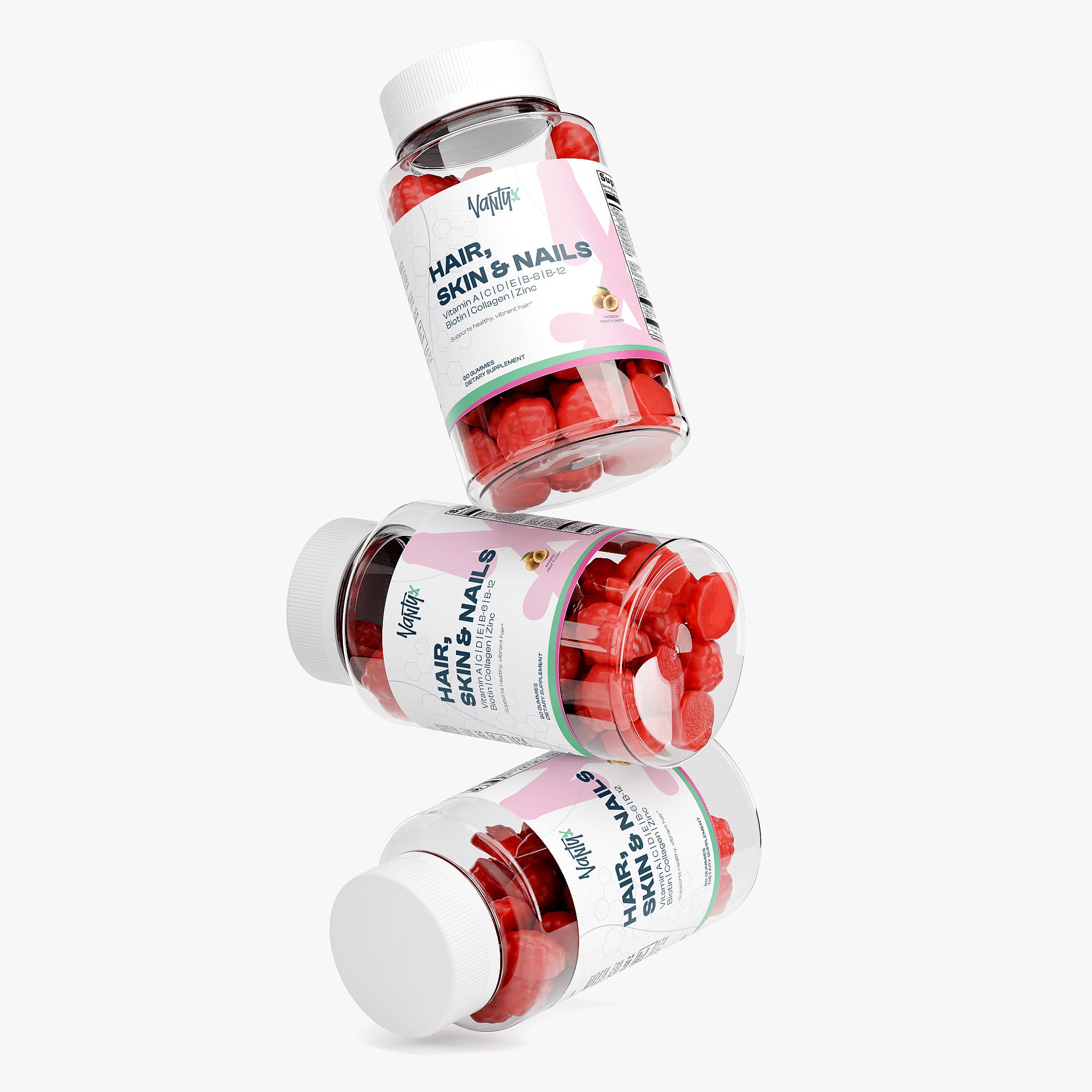 Gomitas para el cabello, la piel y las uñas Vantyx — Biotina 6000mcg + Colágeno + Multivitamínico · 60 Gomitas Sabor Maracuyá