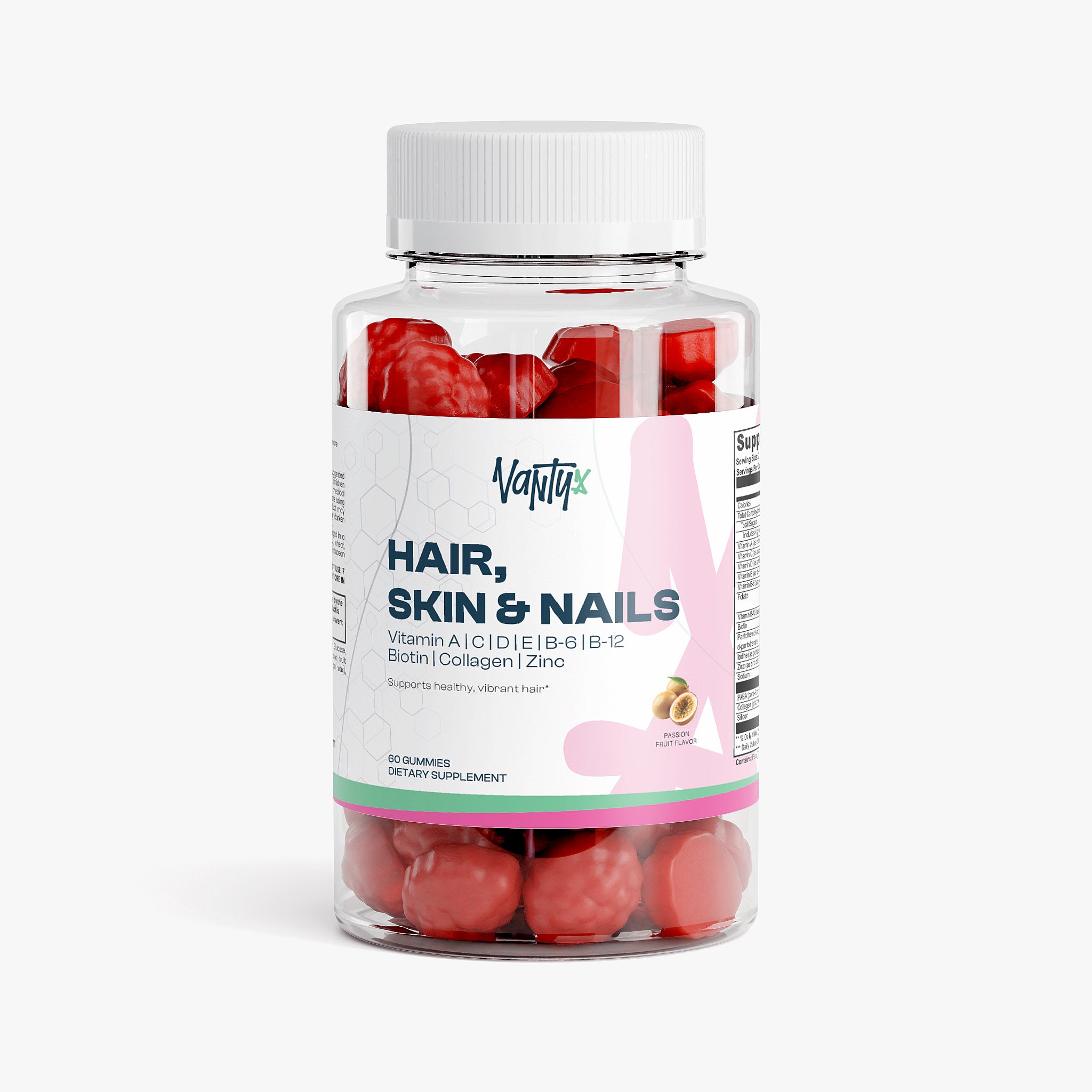 Gomitas para el cabello, la piel y las uñas Vantyx — Biotina 6000mcg + Colágeno + Multivitamínico · 60 Gomitas Sabor Maracuyá