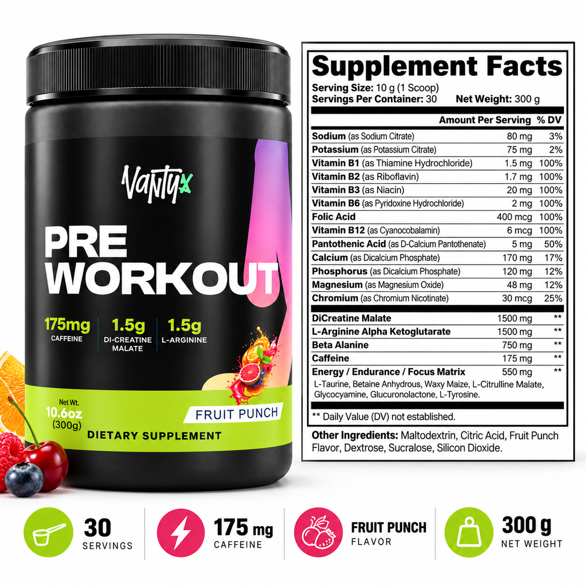 Pre-workout Powder (Fruit Punch)